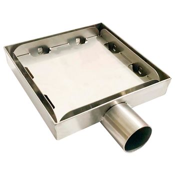 Ralo 15x15 inox sem aba tampa oculta saida horizontal 40mm