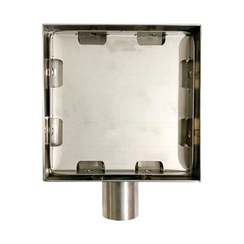 Ralo 15x15 inox sem aba tampa oculta saida horizontal 40mm